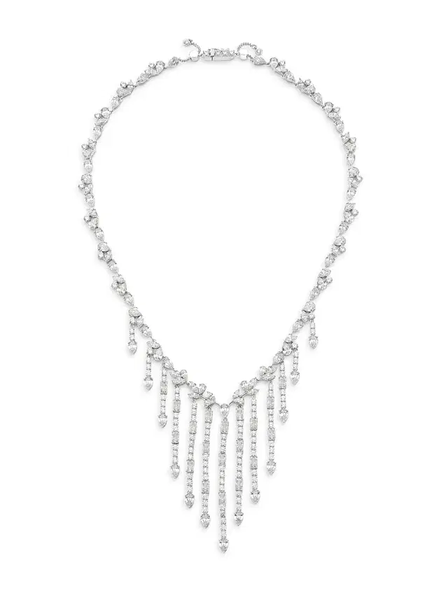 Women's Versailles Sterling Silver & Cubic Zirconia Fringe Necklace - Silver