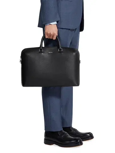 Zegna Men's Calf Leather Business Bag | Thumbnail 2 Zegna Men's Calf Leather Business Bag | Thumbnail 2