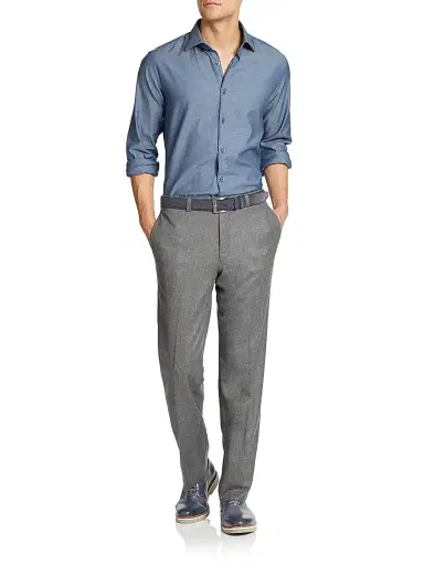 Saks Fifth Avenue Men's COLLECTION Wool Flat-Front Pants | Thumbnail 2