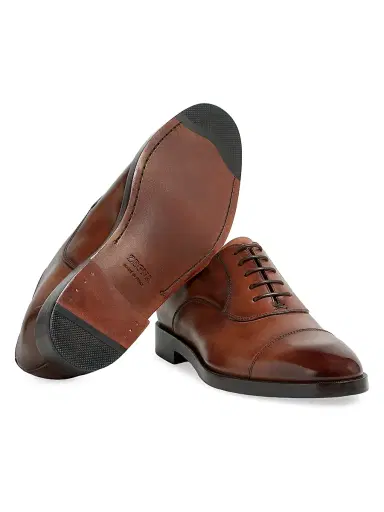 ZEGNA Men's Leather Torino Oxford Shoes - Light Brown | Thumbnail 2 ZEGNA Men's Leather Torino Oxford Shoes - Light Brown | Thumbnail 2