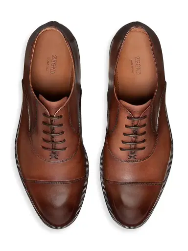 ZEGNA Men's Leather Torino Oxford Shoes - Light Brown | Thumbnail 5 ZEGNA Men's Leather Torino Oxford Shoes - Light Brown | Thumbnail 5