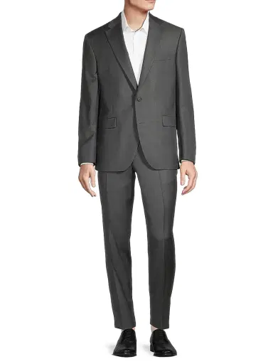 Saks Fifth Avenue Men's COLLECTION Woven Wool Suit - Charcoal - Size 44 | Thumbnail 2