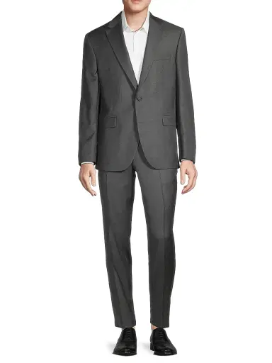 Saks Fifth Avenue Men's COLLECTION Woven Wool Suit - Charcoal - Size 44 | Thumbnail 3