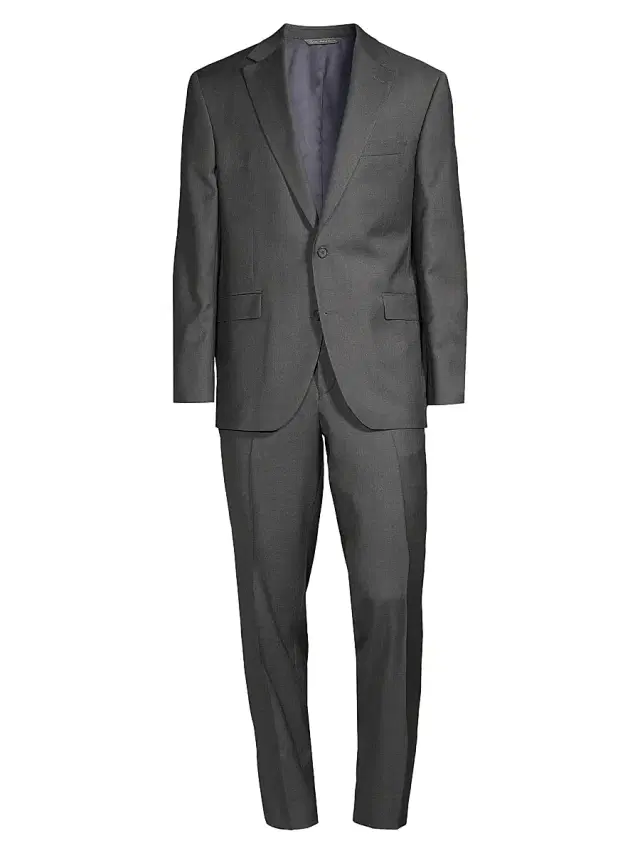 Men's COLLECTION Woven Wool Suit - Charcoal