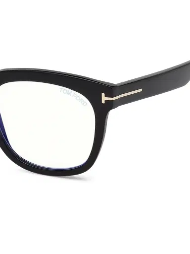 Tom Ford Women's 52MM Geometric Blue Filter Eyeglasses - Shiny Black | Thumbnail 3 Tom Ford Women's 52MM Geometric Blue Filter Eyeglasses - Shiny Black | Thumbnail 3