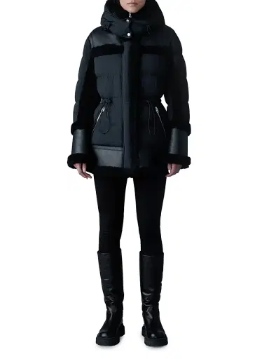 Mackage Women's Lilibeth Mixed-Media Shearling Down Parka - Black And Black | Thumbnail 2 Mackage Women's Lilibeth Mixed-Media Shearling Down Parka - Black And Black | Thumbnail 2
