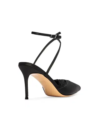 Black Suede Studio Women's Lace 80MM Satin Pumps - Black Satin - Size 12 | Thumbnail 5 Black Suede Studio Women's Lace 80MM Satin Pumps - Black Satin - Size 12 | Thumbnail 5