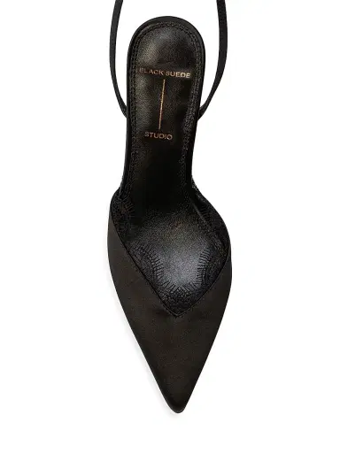 Black Suede Studio Women's Lace 80MM Satin Pumps - Black Satin - Size 12 | Thumbnail 6 Black Suede Studio Women's Lace 80MM Satin Pumps - Black Satin - Size 12 | Thumbnail 6