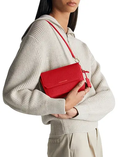 MAISON de SABRÉ Women's Mini Leather Flap Bag - Pomegranate Red | Thumbnail 2