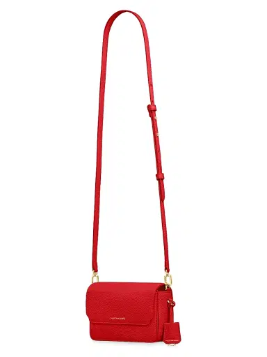MAISON de SABRÉ Women's Mini Leather Flap Bag - Pomegranate Red | Thumbnail 4
