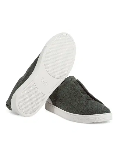 ZEGNA Men's Oasi Cashmere Triple Stitch Sneakers - Green | Thumbnail 3 ZEGNA Men's Oasi Cashmere Triple Stitch Sneakers - Green | Thumbnail 3