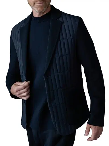 Mackage Men's John Mixed-Media Vertical Quilted Blazer - Navy - Size 36 | Thumbnail 6 Mackage Men's John Mixed-Media Vertical Quilted Blazer - Navy - Size 36 | Thumbnail 6