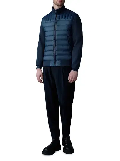 Mackage Men's Collin Mixed-Media Bomber Jacket - Navy - Size Small | Thumbnail 2 Mackage Men's Collin Mixed-Media Bomber Jacket - Navy - Size Small | Thumbnail 2