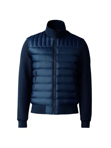 Mackage Men's Collin Mixed-Media Bomber Jacket - Navy - Size Small | Thumbnail 1 Mackage Men's Collin Mixed-Media Bomber Jacket - Navy - Size Small | Thumbnail 1