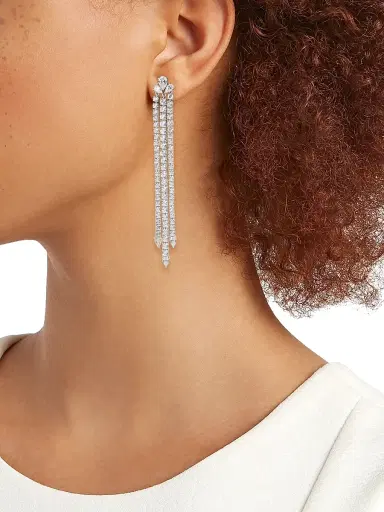 Adriana Orsini Women's Daytime Rhodium-Plated Linear Fringe Earrings - Silver | Thumbnail 2 Adriana Orsini Women's Daytime Rhodium-Plated Linear Fringe Earrings - Silver | Thumbnail 2