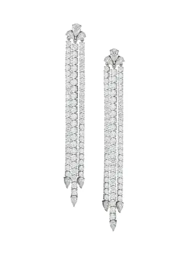 Adriana Orsini Women's Daytime Rhodium-Plated Linear Fringe Earrings - Silver | Thumbnail 1 Adriana Orsini Women's Daytime Rhodium-Plated Linear Fringe Earrings - Silver | Thumbnail 1