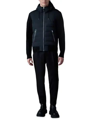Mackage Men's Andrew Hooded Mixed-Media Down Coat - Navy - Size Large | Thumbnail 2 Mackage Men's Andrew Hooded Mixed-Media Down Coat - Navy - Size Large | Thumbnail 2