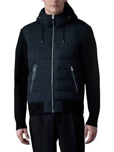 Mackage Men's Andrew Hooded Mixed-Media Down Coat - Navy - Size Large | Thumbnail 3 Mackage Men's Andrew Hooded Mixed-Media Down Coat - Navy - Size Large | Thumbnail 3