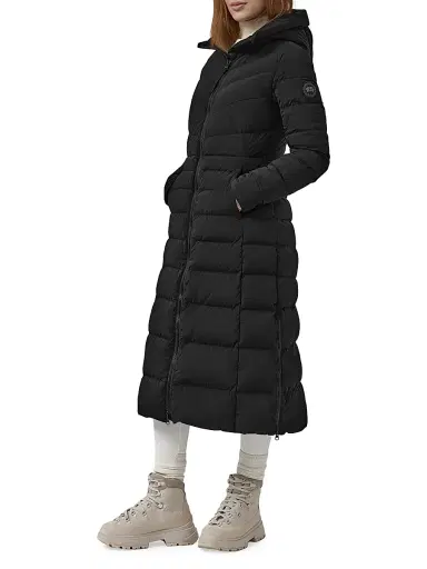 Canada Goose Women's Clair Quilted Nylon Long Coat - Black - Size XS | Thumbnail 3