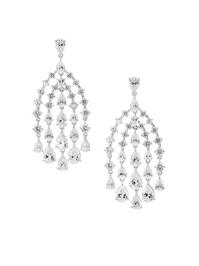 Women's Willow Cubic Zirconia Chandelier Earrings - Rhodium
