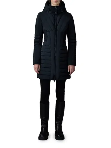 Mackage Women's Oksana Smocked Long Down Coat - Black | Thumbnail 2 Mackage Women's Oksana Smocked Long Down Coat - Black | Thumbnail 2