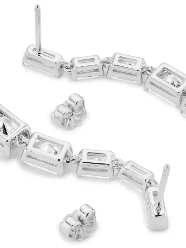 Adriana Orsini Women's Naomi Sterling Silver & Cubic Zirconia Linear Drop Earrings - Silver | Thumbnail 3 Adriana Orsini Women's Naomi Sterling Silver & Cubic Zirconia Linear Drop Earrings - Silver | Thumbnail 3
