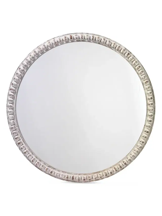 Audrey Beaded White Wood Mirror - White Wood