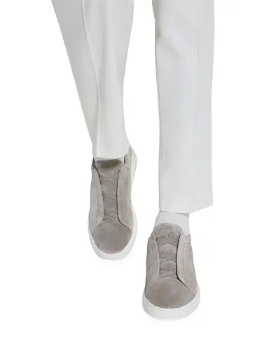 ZEGNA Men's Suede Triple Stitch Sneakers - Grey Melange | Thumbnail 2