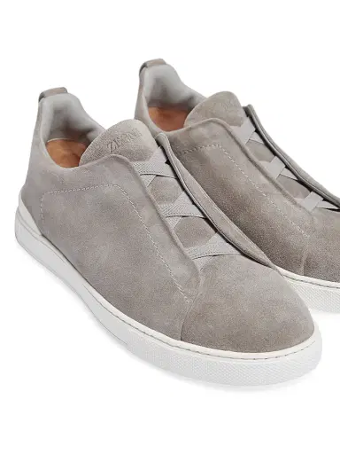 ZEGNA Men's Suede Triple Stitch Sneakers - Grey Melange | Thumbnail 5