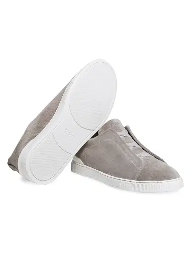 ZEGNA Men's Suede Triple Stitch Sneakers - Grey Melange | Thumbnail 6