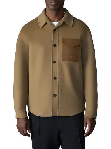 Mackage Men's Emmanuel Wool Overshirt - Light Camel - Size 48 | Thumbnail 3