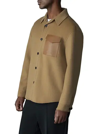 Mackage Men's Emmanuel Wool Overshirt - Light Camel - Size 48 | Thumbnail 4