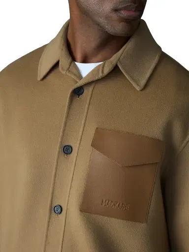 Mackage Men's Emmanuel Wool Overshirt - Light Camel - Size 48 | Thumbnail 6