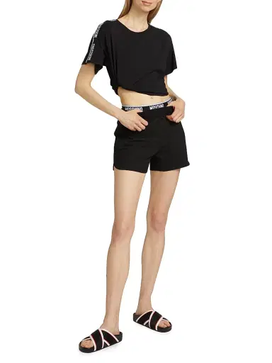 MOSCHINO Women's Mos Under Donna-Velmar T-Shirt - Black - Size Large | Thumbnail 2