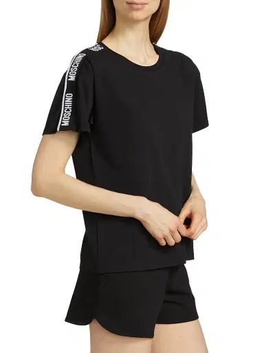 MOSCHINO Women's Mos Under Donna-Velmar T-Shirt - Black - Size Large | Thumbnail 4