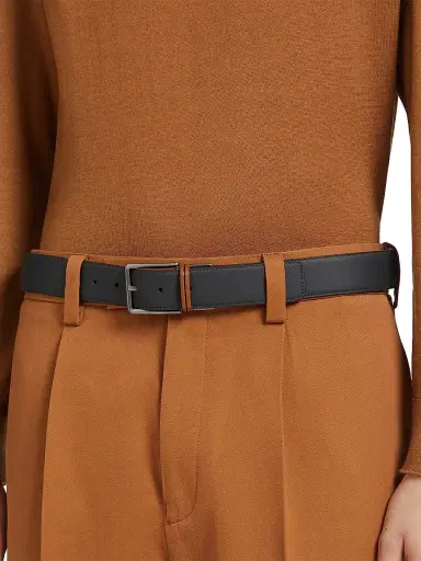 Zegna Men's Reversible Leather Belt - Black Brown - Size 42 | Thumbnail 3