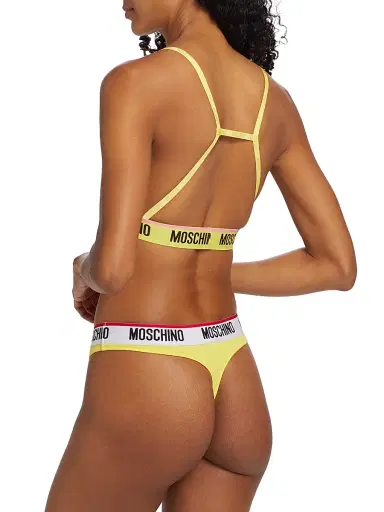 MOSCHINO Women's Donna Logo-Detailed Bikini Top - Yellow - Size Small | Thumbnail 4 MOSCHINO Women's Donna Logo-Detailed Bikini Top - Yellow - Size Small | Thumbnail 4