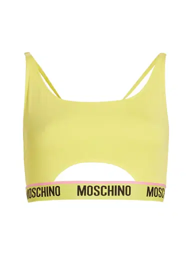 MOSCHINO Women's Donna Logo-Detailed Bikini Top - Yellow - Size Small | Thumbnail 1 MOSCHINO Women's Donna Logo-Detailed Bikini Top - Yellow - Size Small | Thumbnail 1