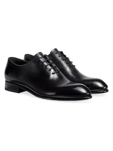 ZEGNA Men's Hand-Buffed Leather Vienna Evening Wholecut Oxford - Black | Thumbnail 2 ZEGNA Men's Hand-Buffed Leather Vienna Evening Wholecut Oxford - Black | Thumbnail 2