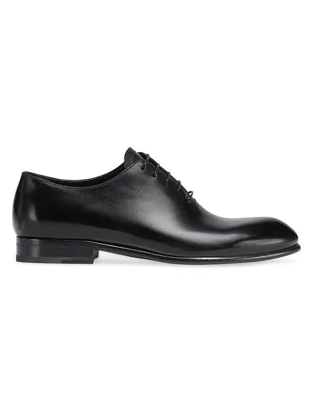ZEGNA Men's Hand-Buffed Leather Vienna Evening Wholecut Oxford - Black