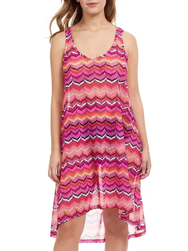 Profile By Gottex Women's Palm Springs Mesh Swimdress - Pink Multicolor