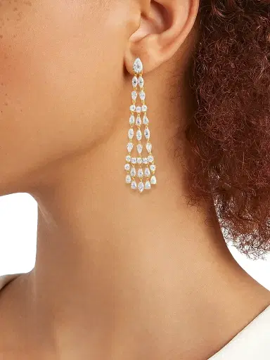 Adriana Orsini Women's Feliz Sterling Silver & Cubic Zirconia Linear Chandelier Earrings - Gold | Thumbnail 2 Adriana Orsini Women's Feliz Sterling Silver & Cubic Zirconia Linear Chandelier Earrings - Gold | Thumbnail 2