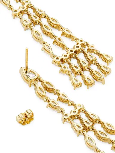 Adriana Orsini Women's Feliz Sterling Silver & Cubic Zirconia Linear Chandelier Earrings - Gold | Thumbnail 3 Adriana Orsini Women's Feliz Sterling Silver & Cubic Zirconia Linear Chandelier Earrings - Gold | Thumbnail 3