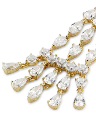 Adriana Orsini Women's Feliz Sterling Silver & Cubic Zirconia Linear Chandelier Earrings - Gold | Thumbnail 4 Adriana Orsini Women's Feliz Sterling Silver & Cubic Zirconia Linear Chandelier Earrings - Gold | Thumbnail 4