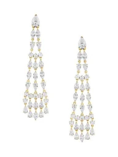 Adriana Orsini Women's Feliz Sterling Silver & Cubic Zirconia Linear Chandelier Earrings - Gold | Thumbnail 1 Adriana Orsini Women's Feliz Sterling Silver & Cubic Zirconia Linear Chandelier Earrings - Gold | Thumbnail 1