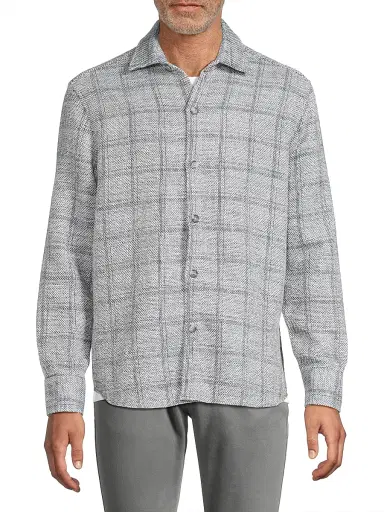 Robert Barakett Men's Quinn Plaid Woven Overshirt | Thumbnail 3