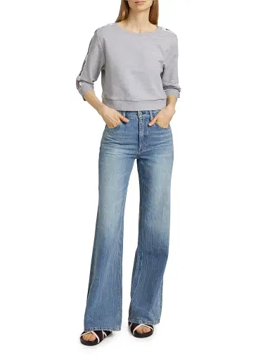 MOSCHINO Women's Mos Under Donna-Velmar Crewneck Crop Sweatshirt - Grey - Size XL | Thumbnail 2