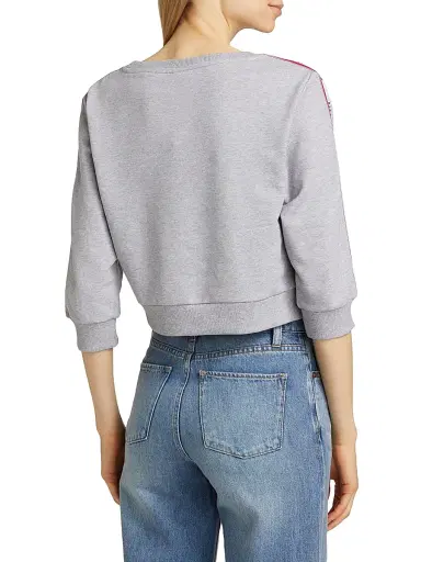 MOSCHINO Women's Mos Under Donna-Velmar Crewneck Crop Sweatshirt - Grey - Size XL | Thumbnail 5