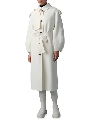 Mackage Women's Ceyla Double-Face Wool Belted Coat - Cream | Thumbnail 3 Mackage Women's Ceyla Double-Face Wool Belted Coat - Cream | Thumbnail 3