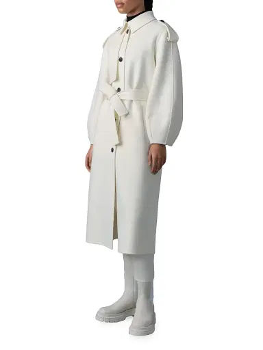 Mackage Women's Ceyla Double-Face Wool Belted Coat - Cream | Thumbnail 4 Mackage Women's Ceyla Double-Face Wool Belted Coat - Cream | Thumbnail 4